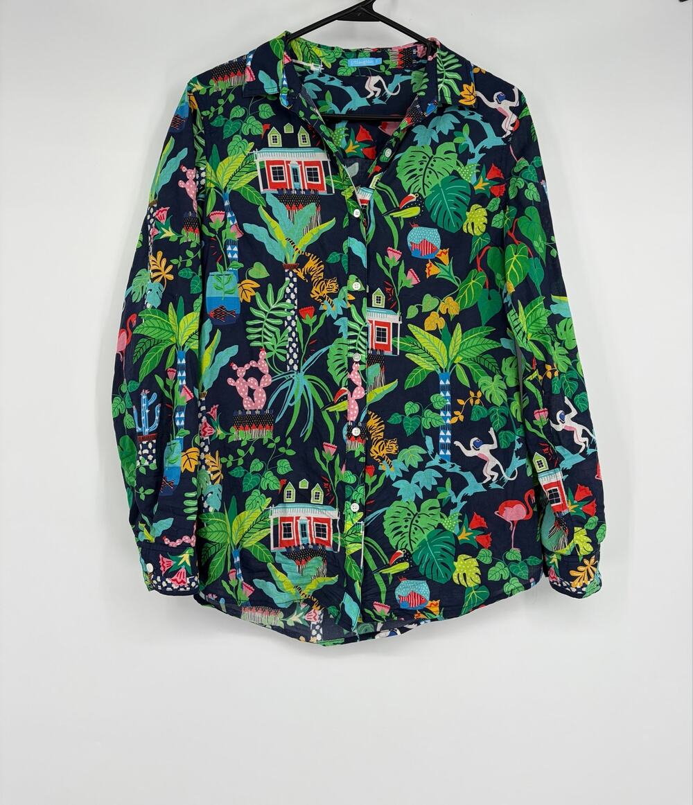 J. McLaughlin cotton jungle print button down